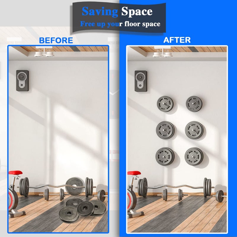 BRTGYM حامل لوحة الوزن المثبت على الحائط يناسب لوحات الوزن الأولمبية مقاس 2 بوصة، أقصى سعة للوزن 275 رطل، أدوات تركيب حديدية ثقيلة متضمنة (قطعتان - أسود) - Image 5
